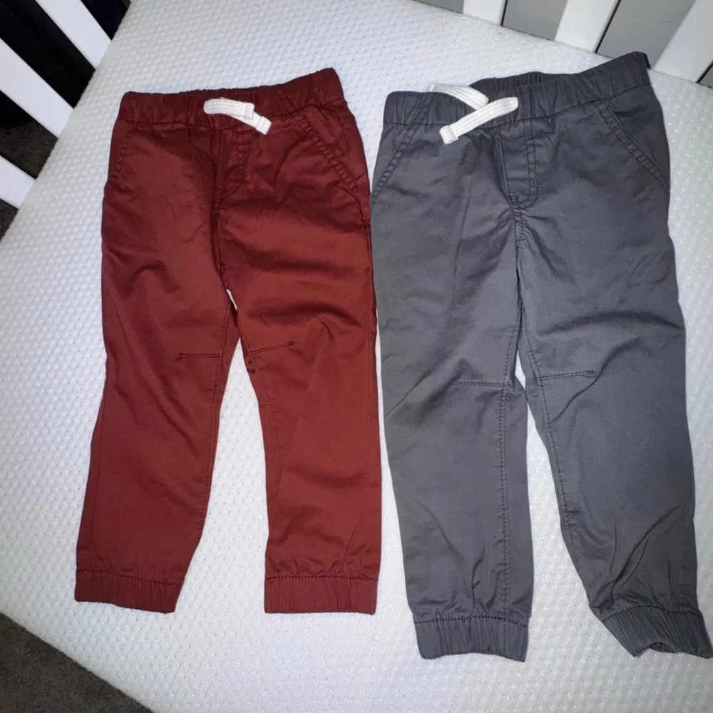 Set 2 Kids Jogger Pants - Red and Gray size 2 T - Picture 1 of 4